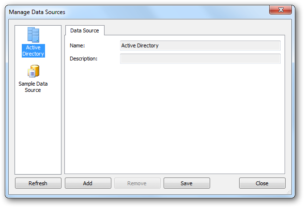 Manage Data Sources Dialog