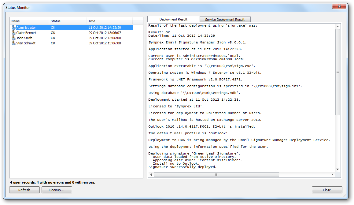 Status Monitor Dialog