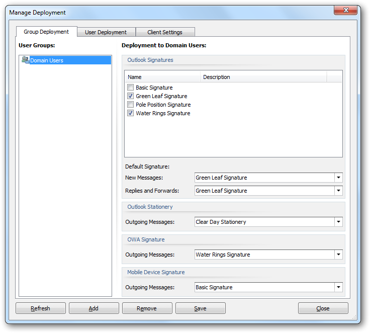 Manage Deployment Dialog