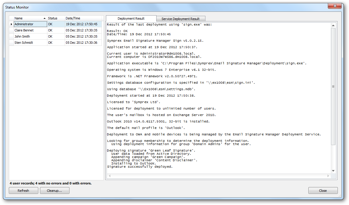 Status Monitor Dialog