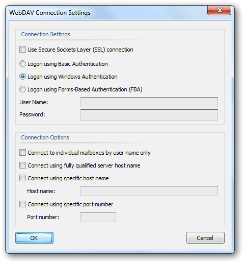 WebDAV Connection Settings