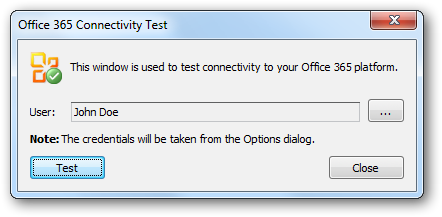 Office 365 Connectivity Test Dialog