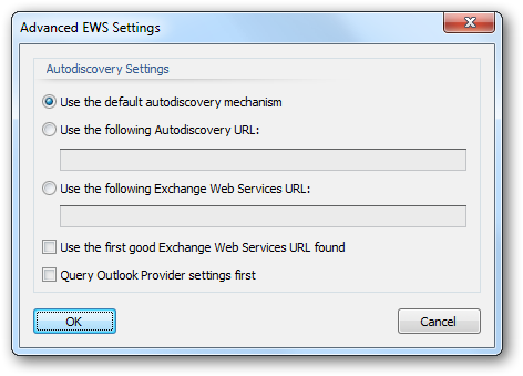 Advanced EWS Settings Dialog