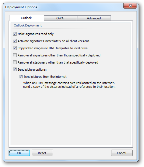 Deployment Options - Outlook Tab