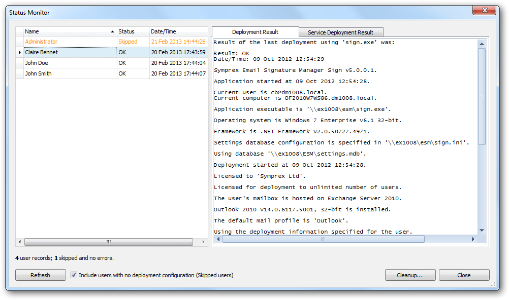 Status Monitor Dialog