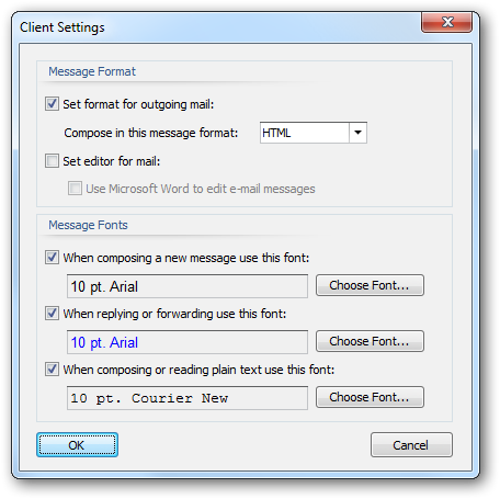 Client Settings Dialog