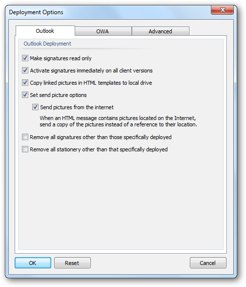 Deployment Options - Outlook Tab