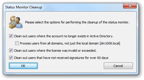 Status Monitor Cleanup Dialog