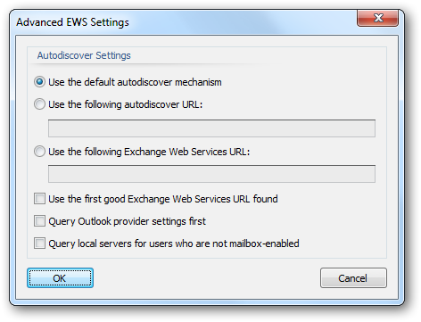 Advanced EWS Settings Dialog