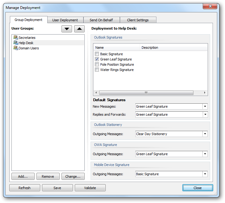 Manage Deployment Dialog