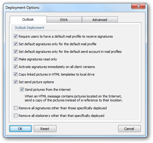 Deployment Options - Outlook Tab