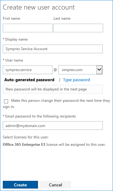 Create Office 365 Service Account