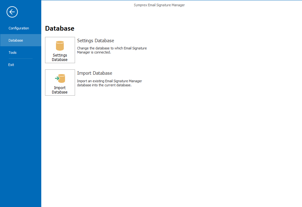 Main Application Window - Database Page