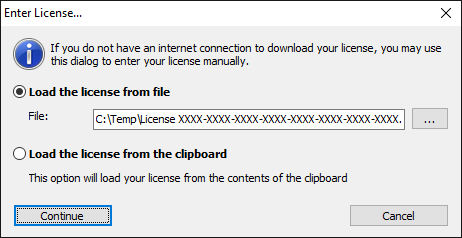 Manual License Dialog