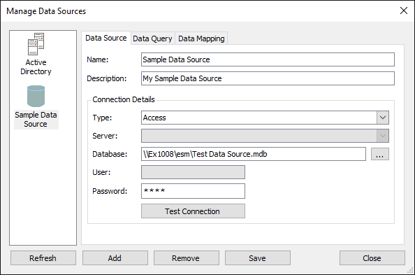 Manage Data Sources Dialog - Data Source