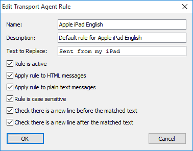 Transport Agent Rule Dialog