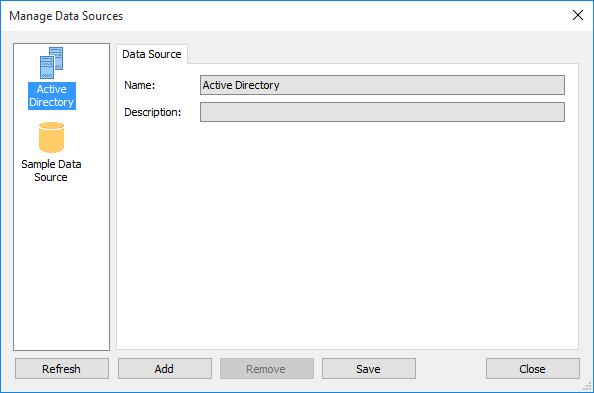 Manage Data Sources Dialog