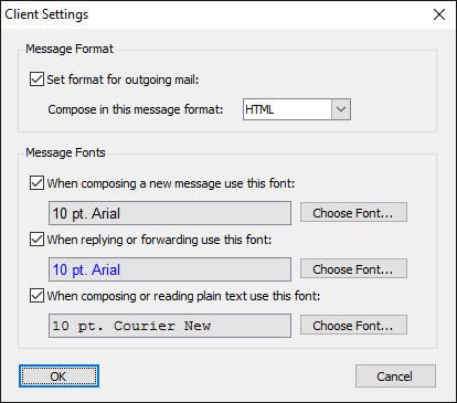 Client Settings Dialog