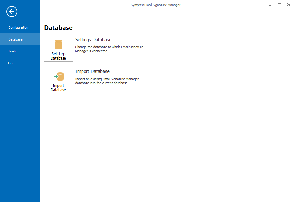 Main Application Window - Database Page