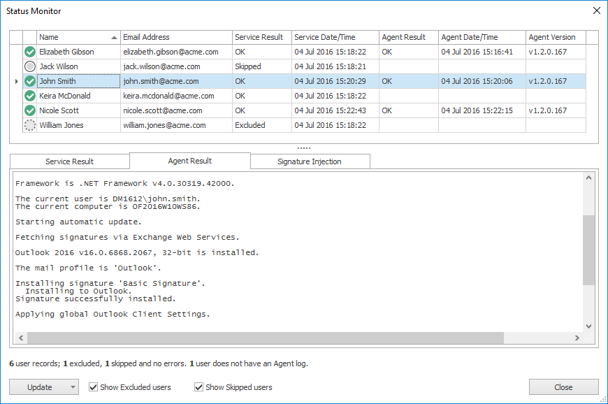 Status Monitor Dialog