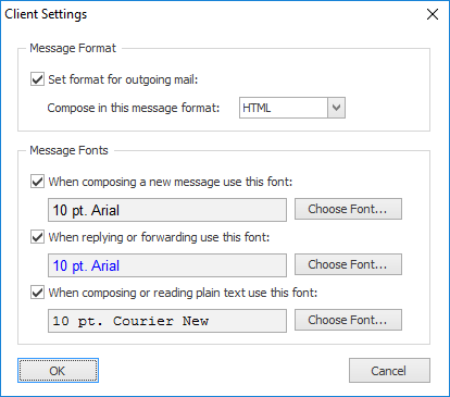 Client Settings Dialog