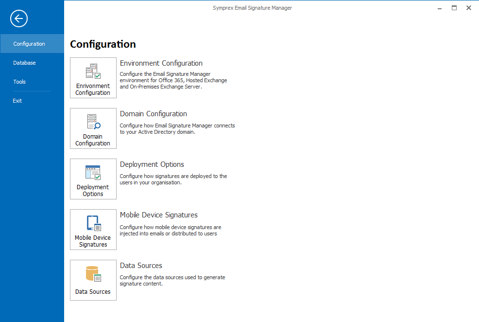 Main Application Window - Configuration Page