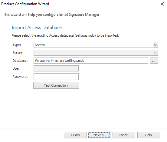 PCW - Import Database Page