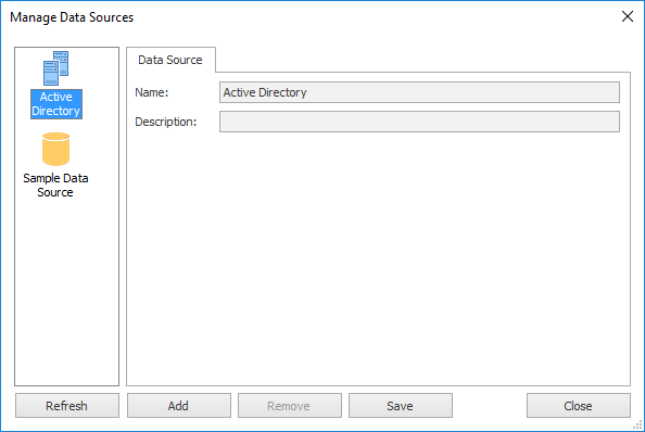 Manage Data Sources Dialog