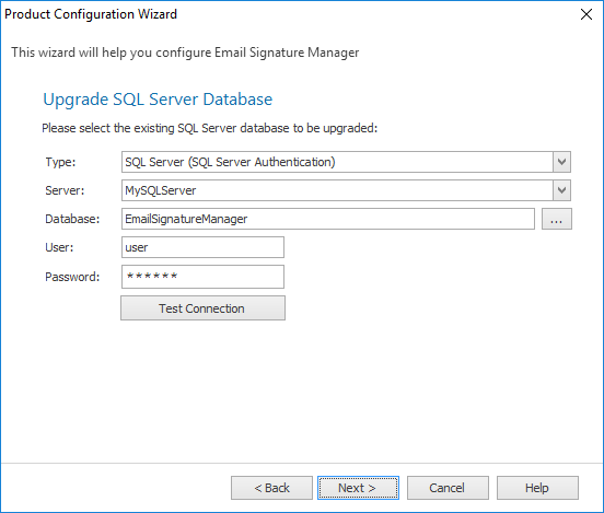 PCW - Upgrade Database Page