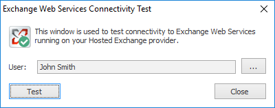 Hosted Exchange Connectivity Test Dialog