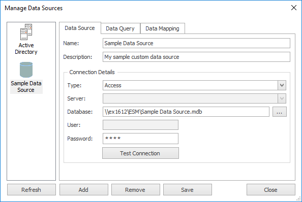 Manage Data Sources Dialog - Data Source