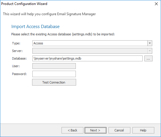 PCW - Import Database Page