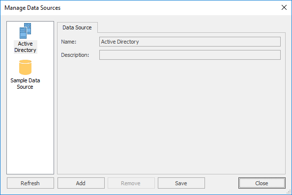 Manage Data Sources Dialog