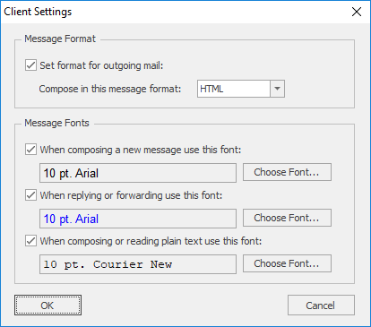 Client Settings Dialog