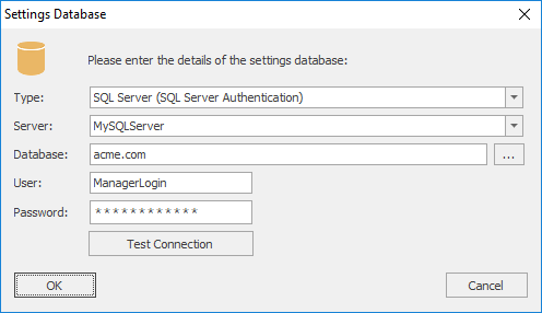 Settings Database Dialog