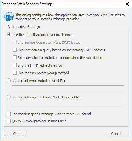 Hosted Exchange Settings Dialog