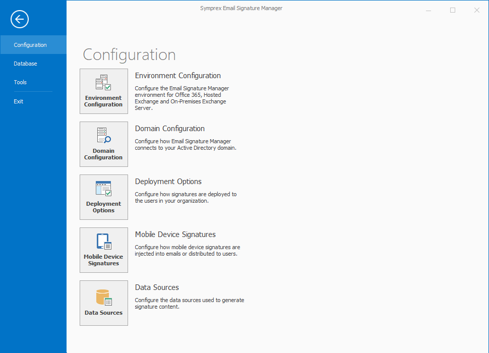 Main Application Window - Configuration Page