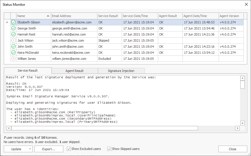 Status Monitor Dialog