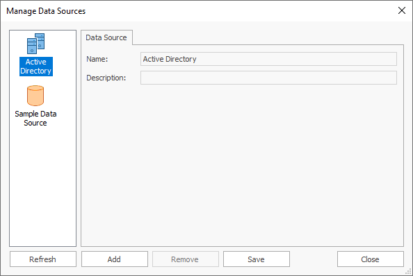 Manage Data Sources Dialog