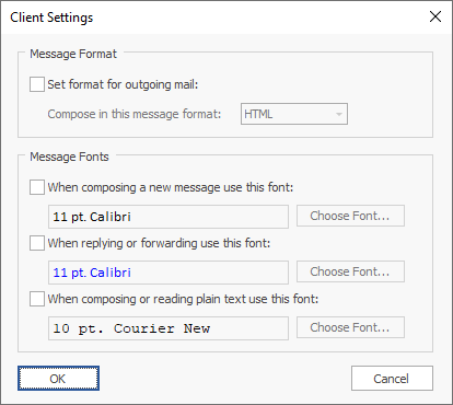 Client Settings Dialog