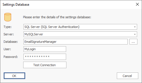 Settings Database Dialog