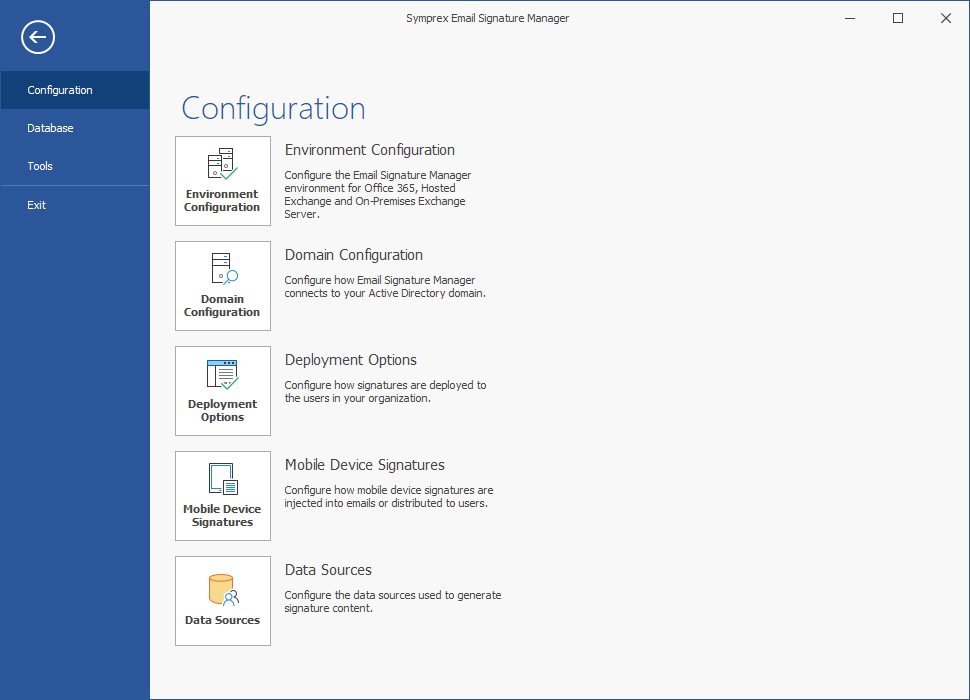 Main Application Window - Configuration Page