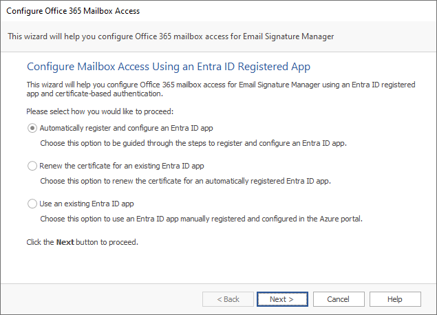 Office 365 Mailbox Access Wizard - Using an Entra ID Application