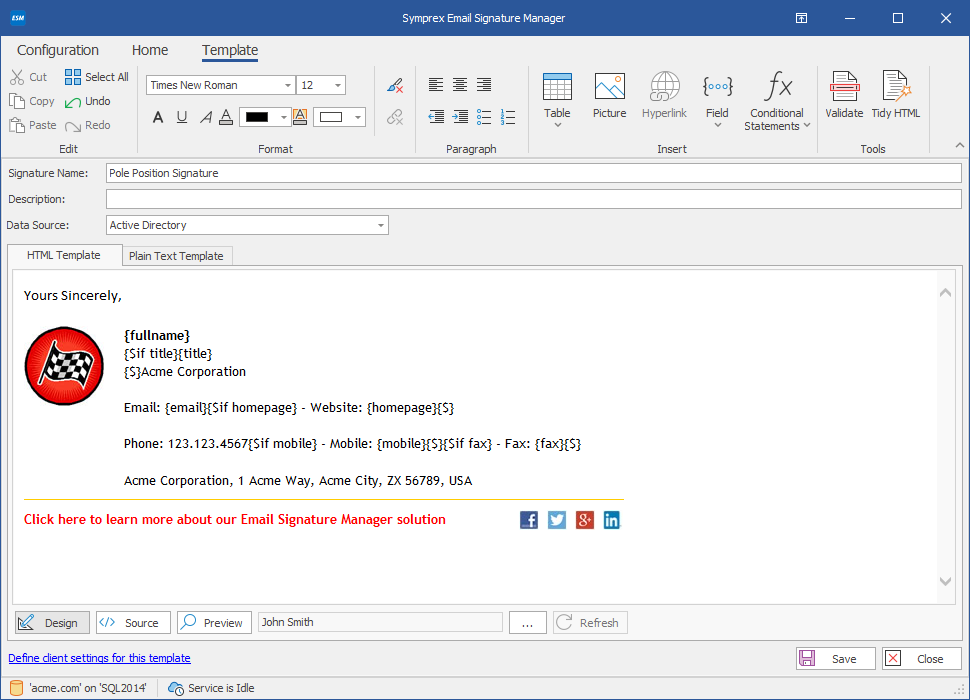 create html email signature outlook