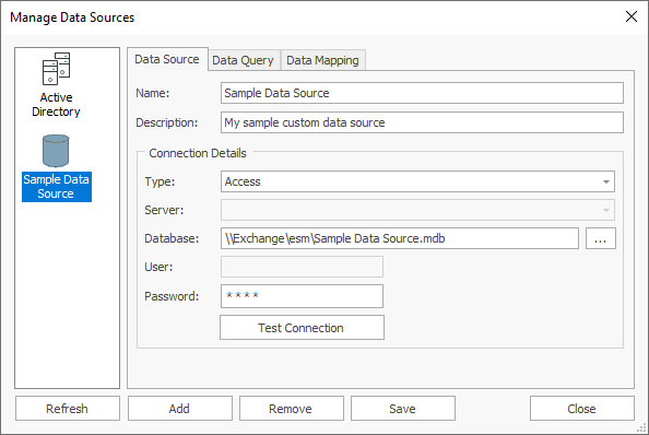 Manage Data Sources Dialog - Data Source