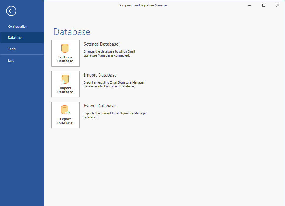 Main Application Window - Database Page