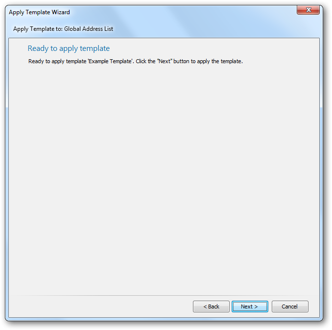 Apply Template Wizard - Ready To Apply Page