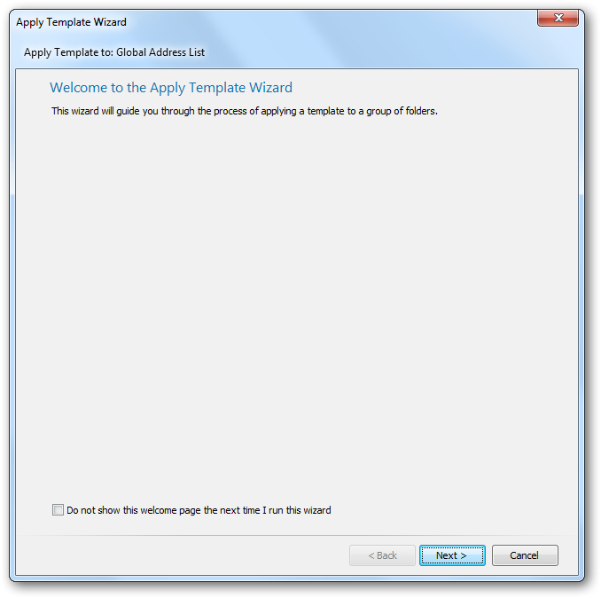 Apply Template Wizard - Welcome Page