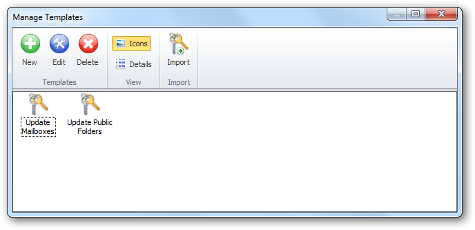 Manage Templates Dialog