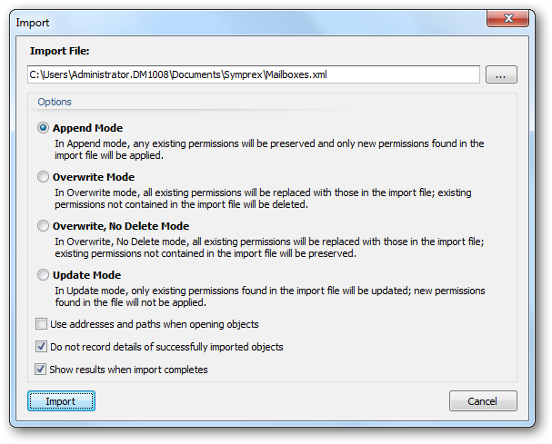 Import Dialog